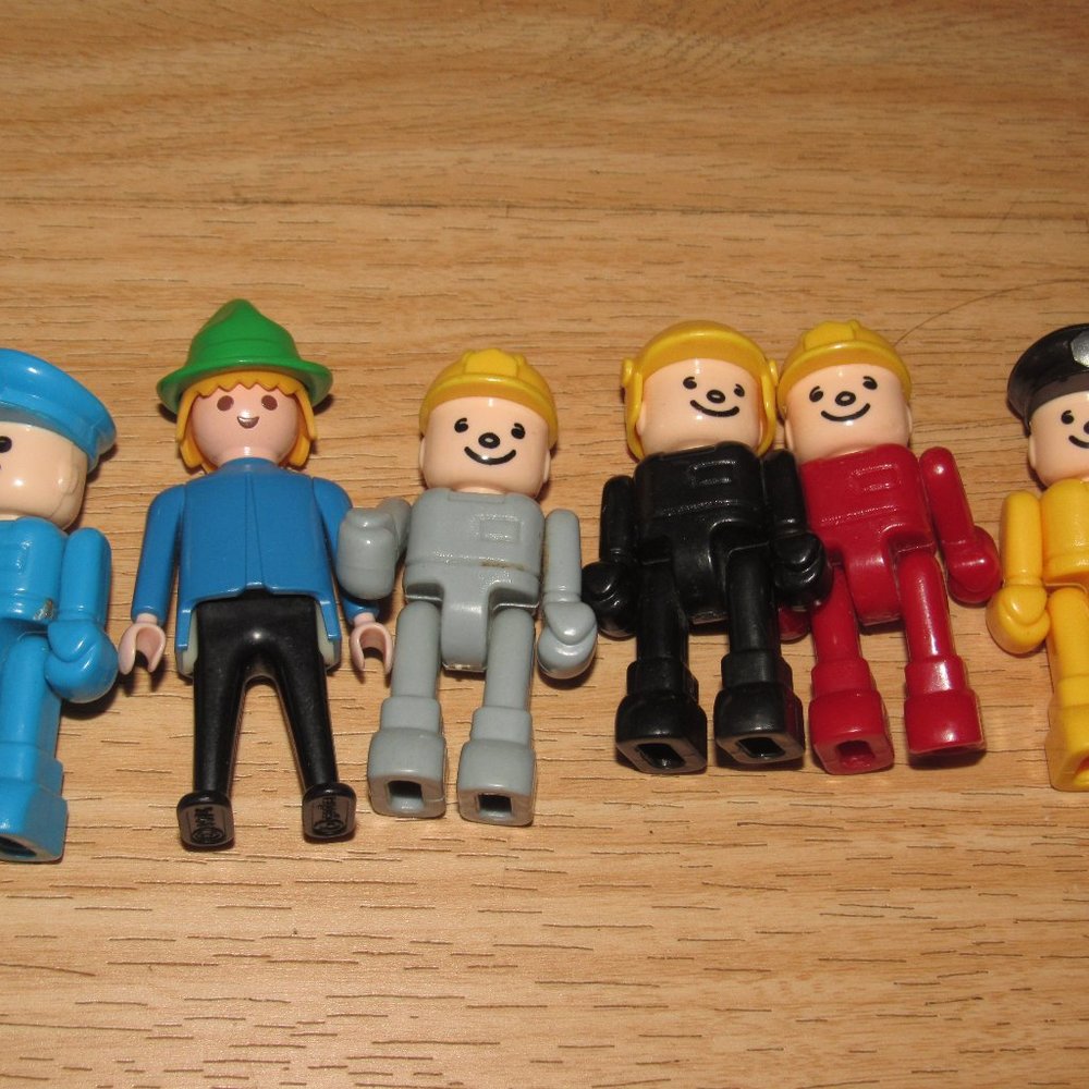 Set of 6 Lego Duplo Playmobile Vintage Men Figures Poseable Sit
